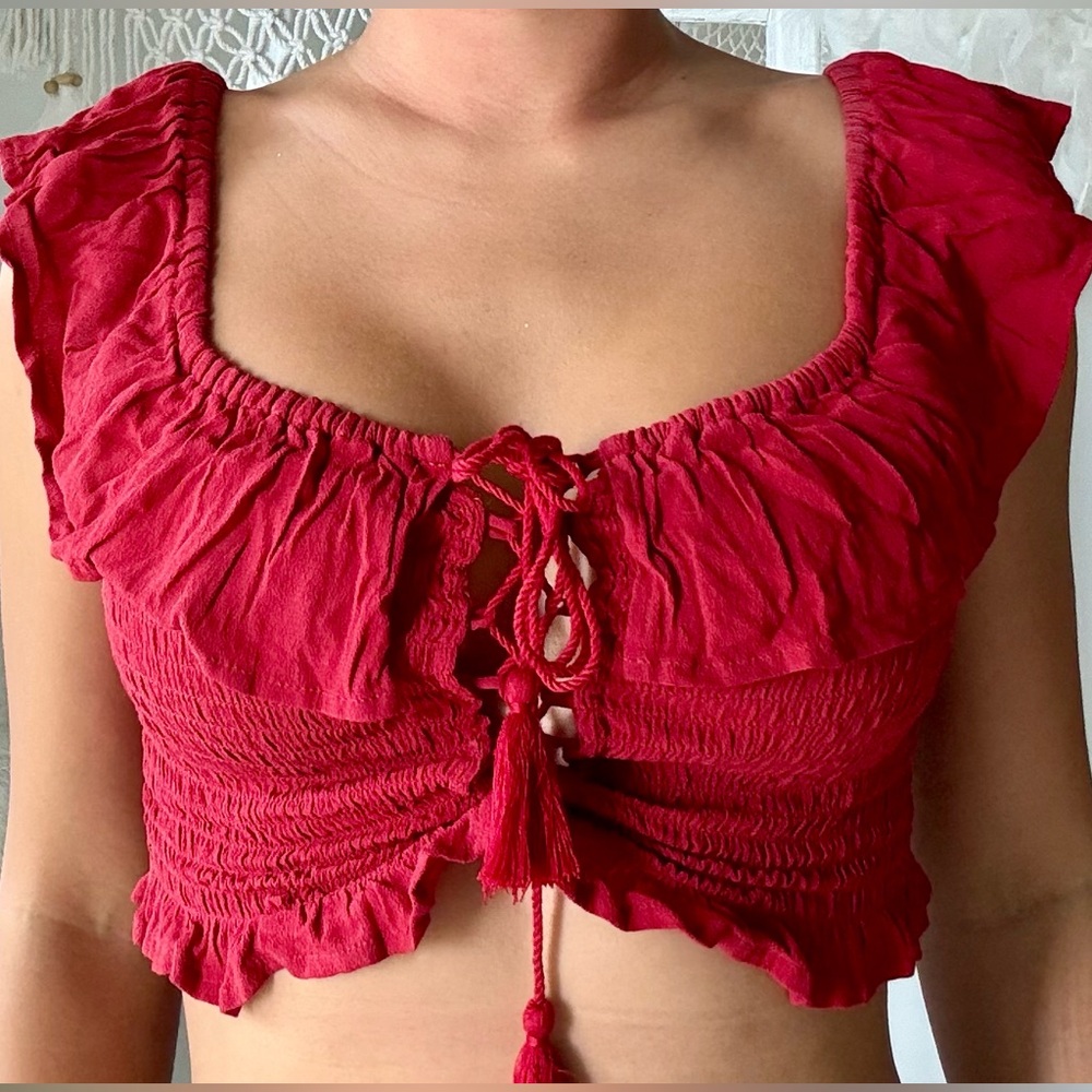 Red floral top